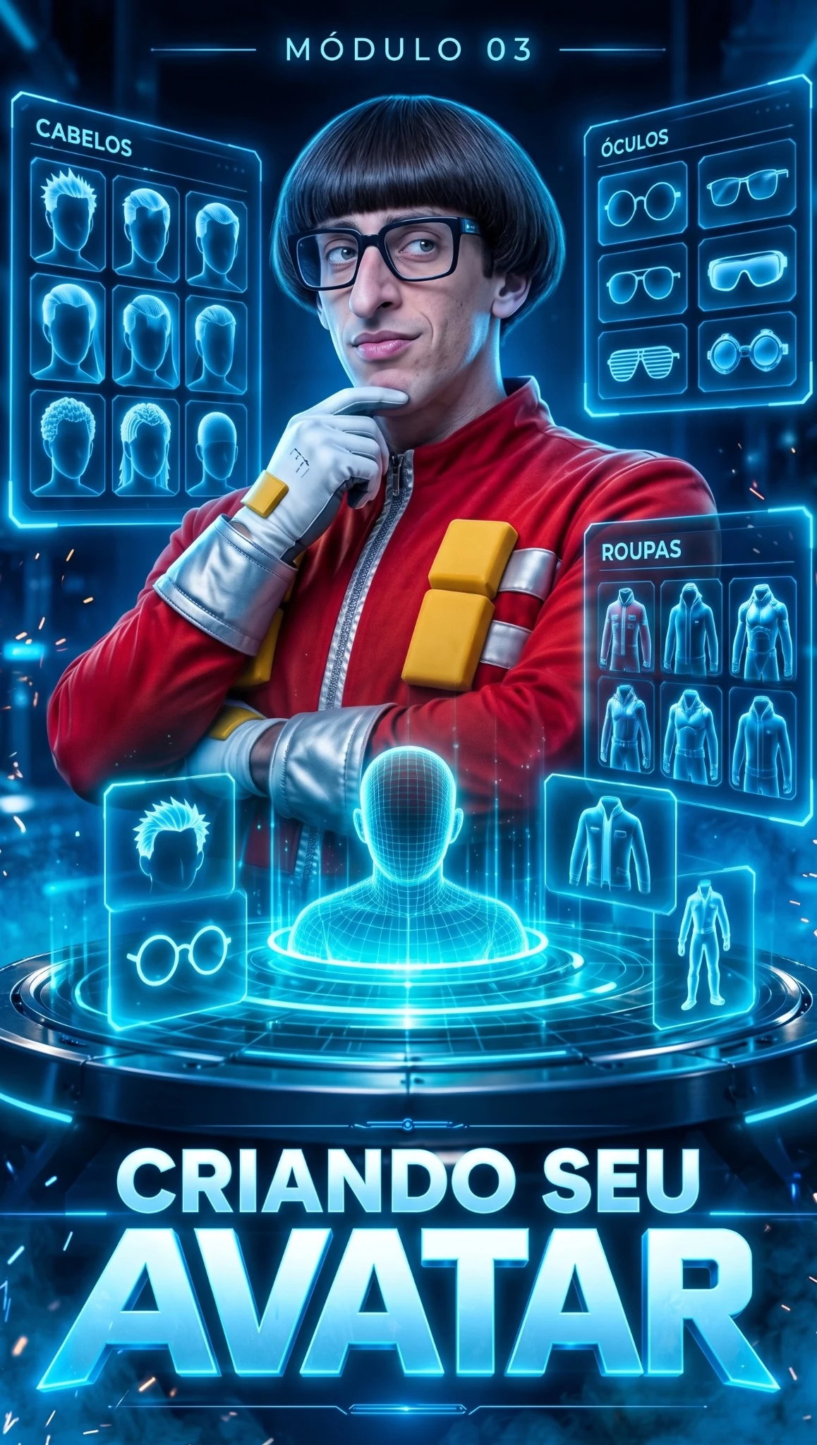 Capa Criando Seu Avatar com opções holográficas de personalização